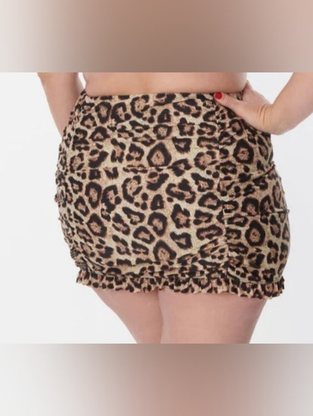 Leopard Print Ruched Swim Skirt - Picture 3 of 5